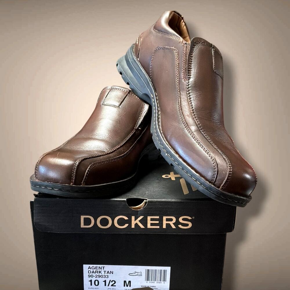 Men's SIZE 10.5 Dockers Brown Leather Men's Loafers Shoes IOB